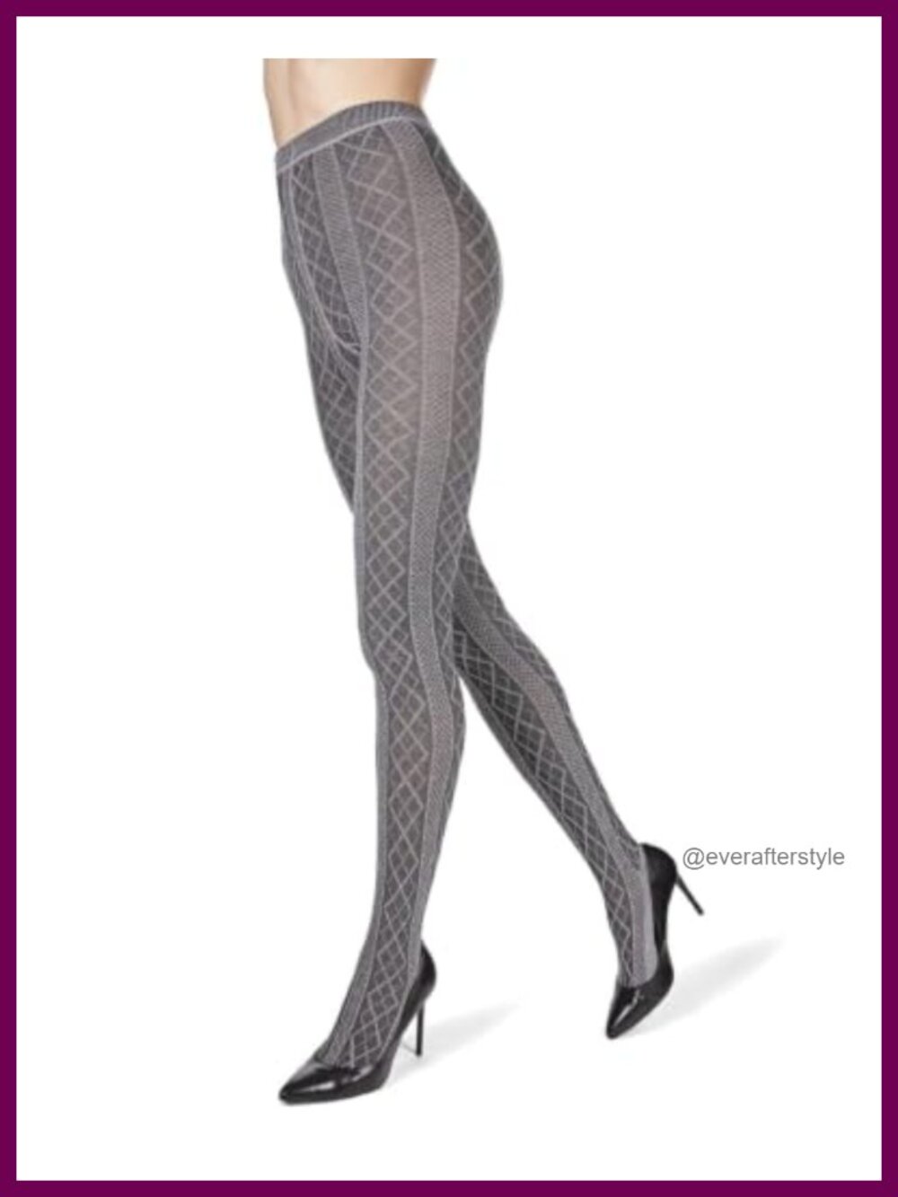 Warm Cotton Blend Sweater Tights with Diamond Pattern